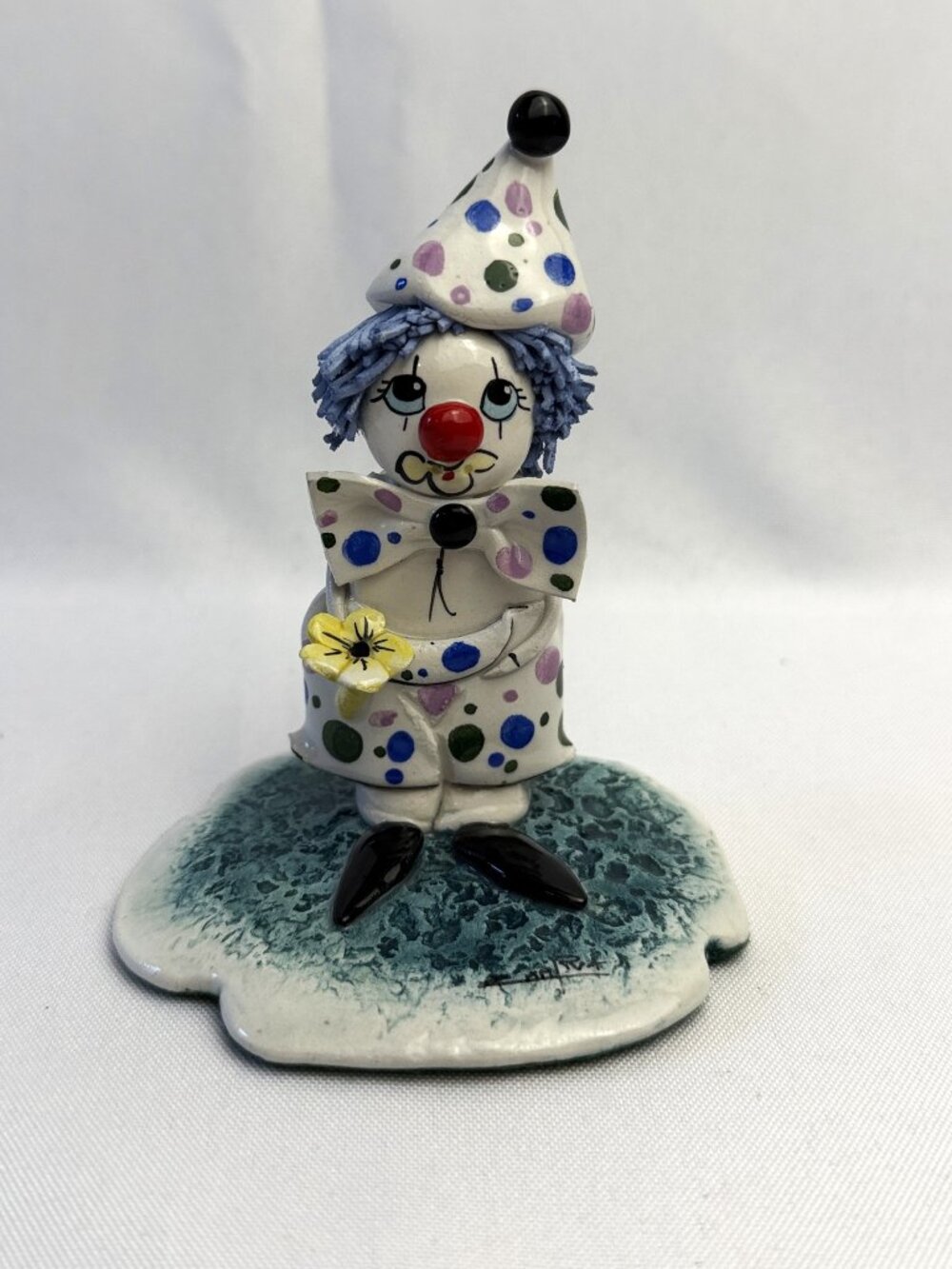 Zampiva Vintage Italian Clown Hand Painted Ceramic Figurine Spaghetti Hair 4”